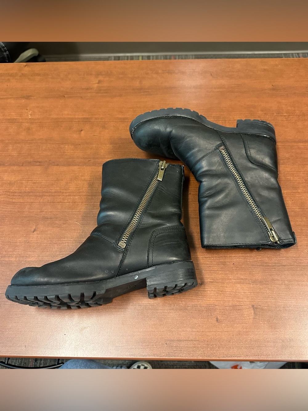 UGG Niels Moto boots black leather womens 6.5 boho grunge - Picture 6 of 9